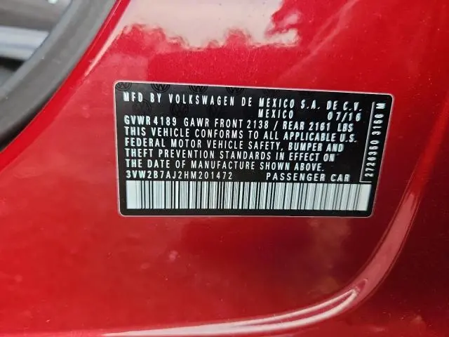 2017 VOLKSWAGEN JETTA S  