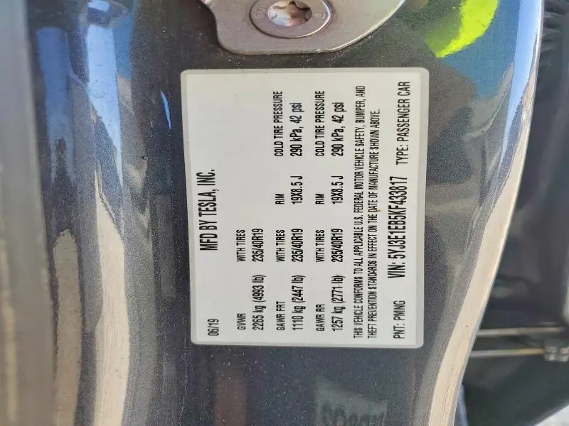 2019 TESLA MODEL 3   
