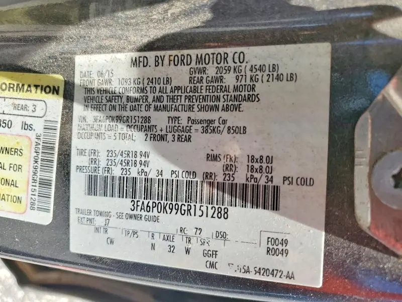 2016 FORD FUSION TITANIUM  