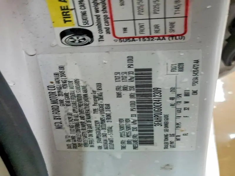 2012 FORD FUSION SEL  