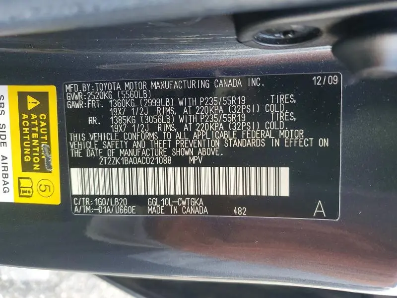 2010 LEXUS RX 350 BASE  