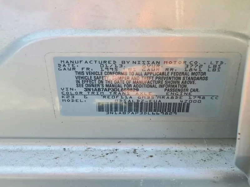 2013 NISSAN SENTRA S  