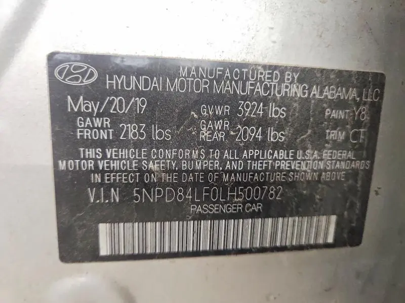 2020 HYUNDAI ELANTRA SEL  