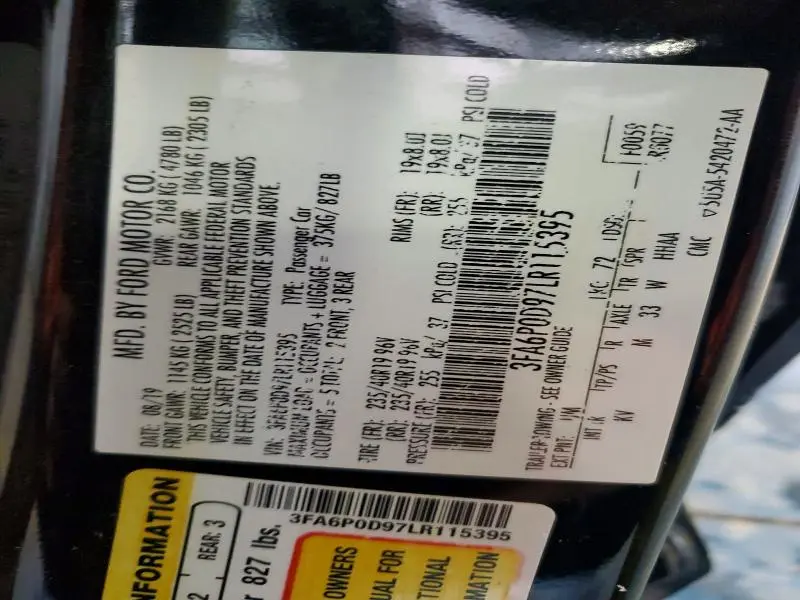 2020 FORD FUSION TITANIUM  