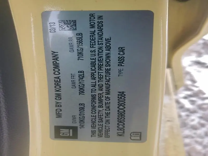 2013 CHEVROLET SPARK 1LT  