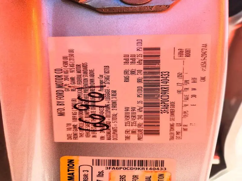 2019 FORD FUSION SEL  