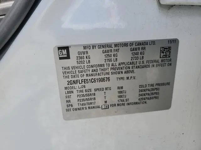 2012 CHEVROLET EQUINOX LTZ  
