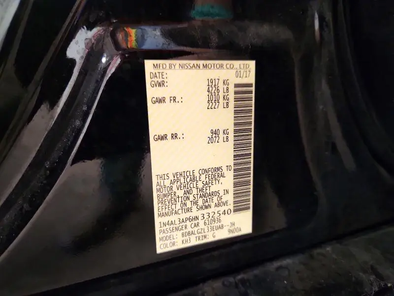 2017 NISSAN ALTIMA 2.5 S  