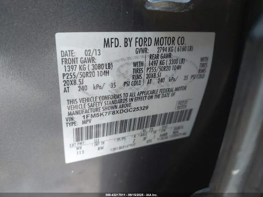 2013 FORD EXPLORER LIMITED