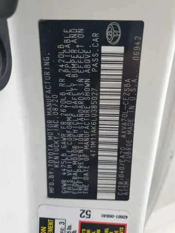 2020 TOYOTA CAMRY SE  