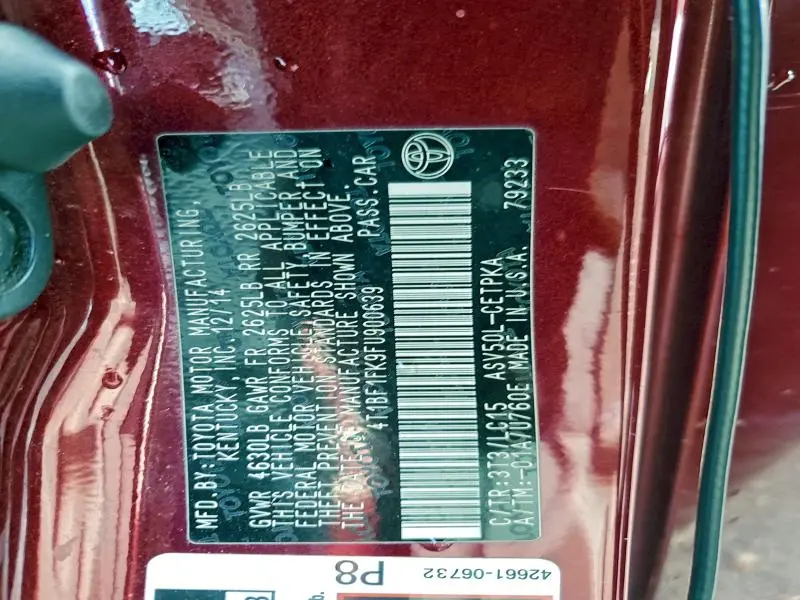 2015 TOYOTA CAMRY LE  