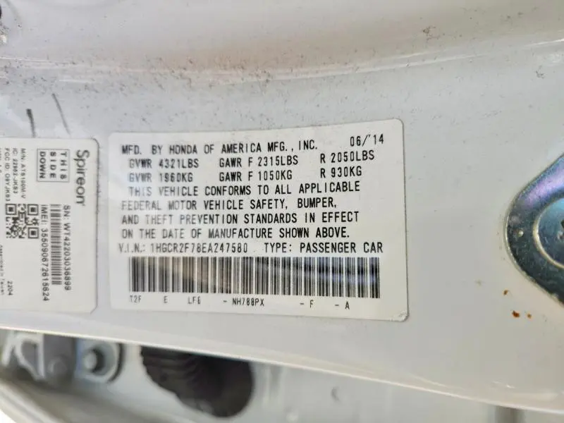 2014 HONDA ACCORD EX  