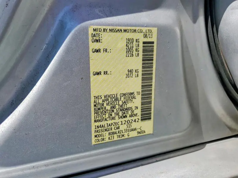 2014 NISSAN ALTIMA 2.5 S  