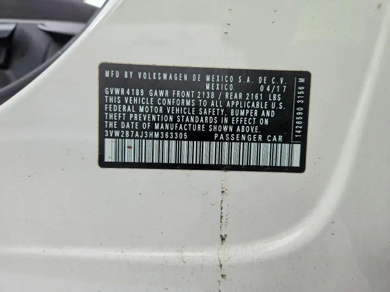 2017 VOLKSWAGEN JETTA S  