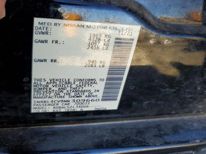 2022 NISSAN ALTIMA 2.5 SR  