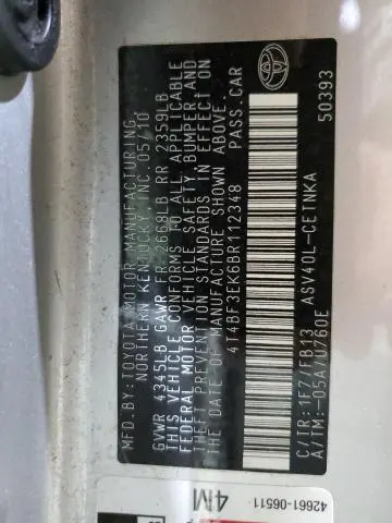 2011 TOYOTA CAMRY BASE  