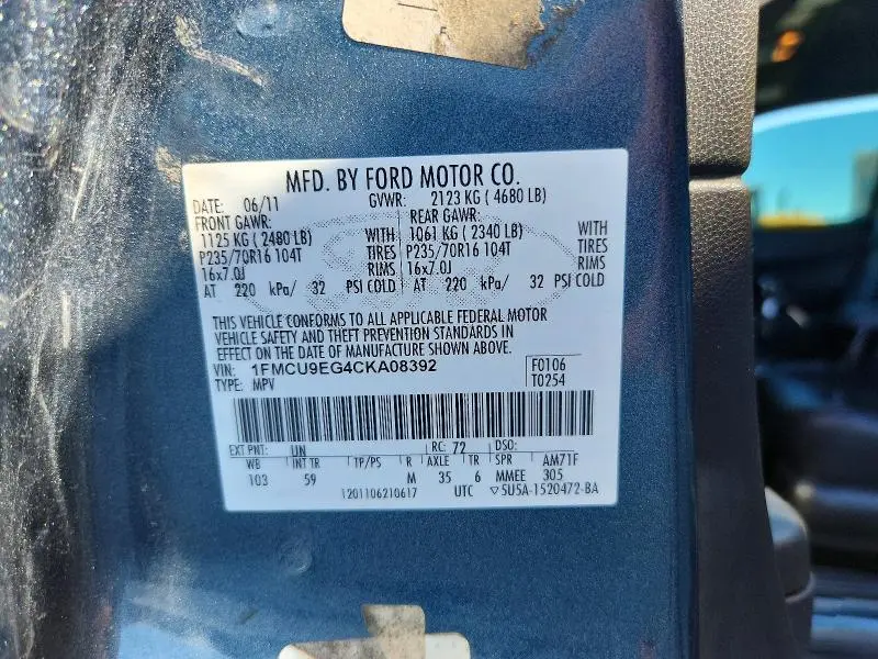 2012 FORD ESCAPE LIMITED  