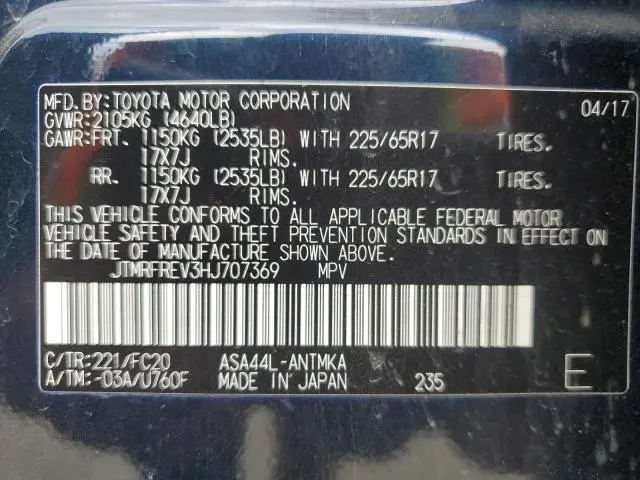 2017 TOYOTA RAV4 XLE  