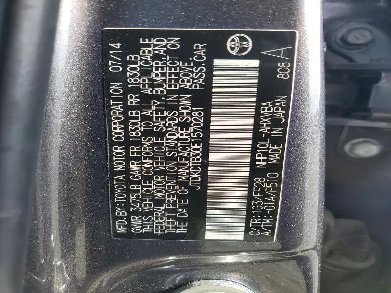 2014 TOYOTA PRIUS C TWO  