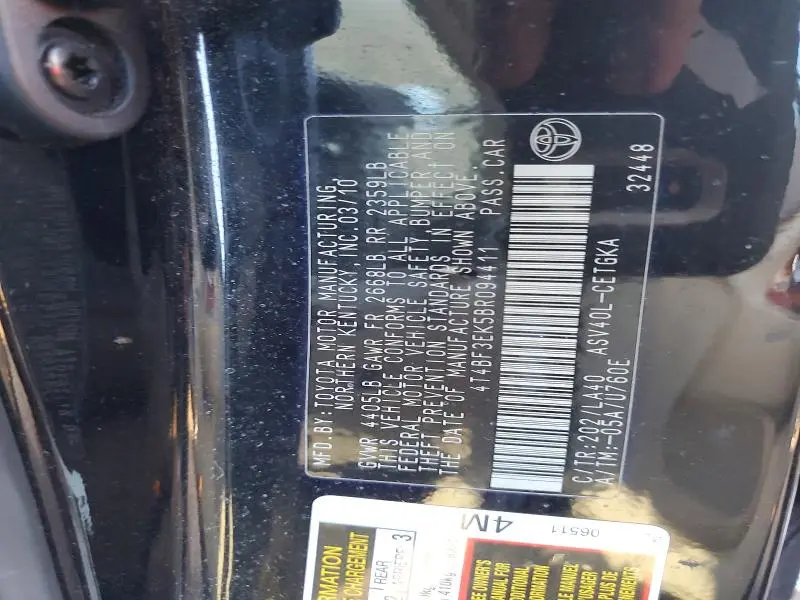 2011 TOYOTA CAMRY XLE  