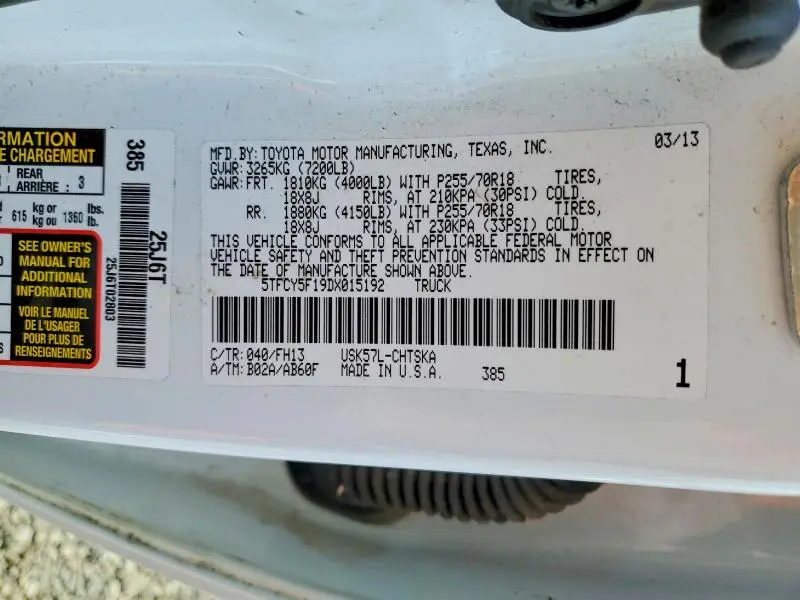 2013 TOYOTA TUNDRA GRADE  