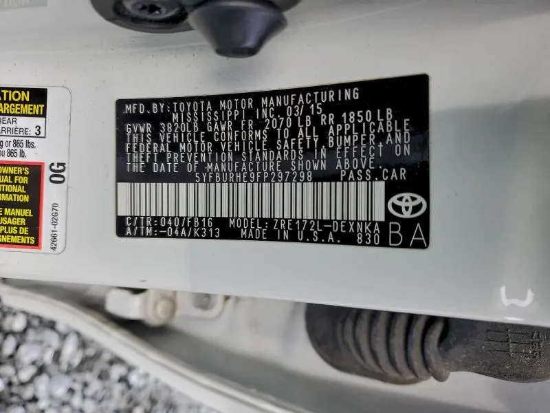 2015 TOYOTA COROLLA L  