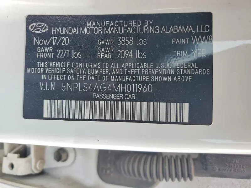 2021 HYUNDAI ELANTRA SEL  
