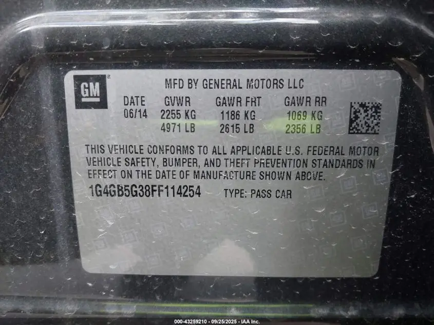 2015 BUICK LACROSSE LEATHER