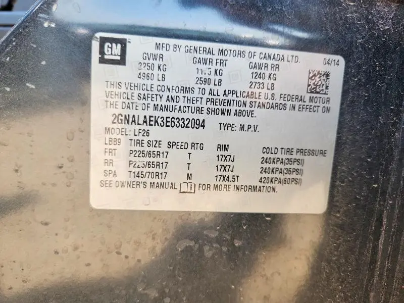 2014 CHEVROLET EQUINOX LS  