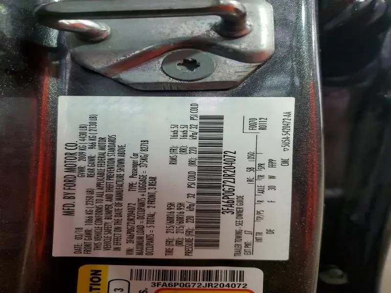 2018 FORD FUSION S  