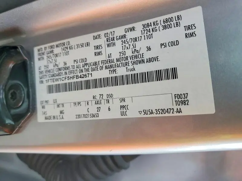 2017 FORD F150 SUPERCREW  