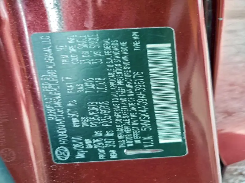 2010 HYUNDAI SANTA FE LIMITED  