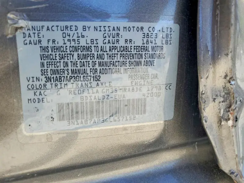 2016 NISSAN SENTRA SV  