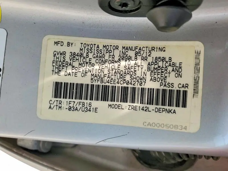 2012 TOYOTA COROLLA LE  