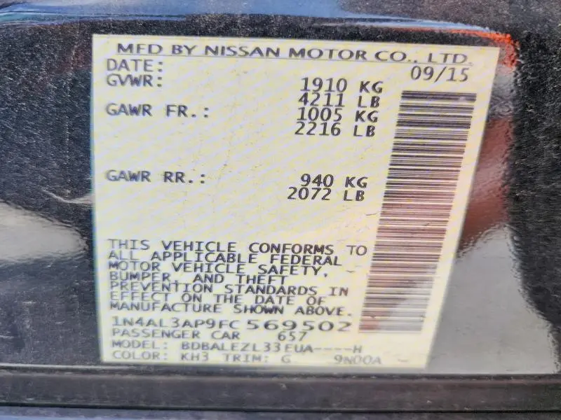 2015 NISSAN ALTIMA   