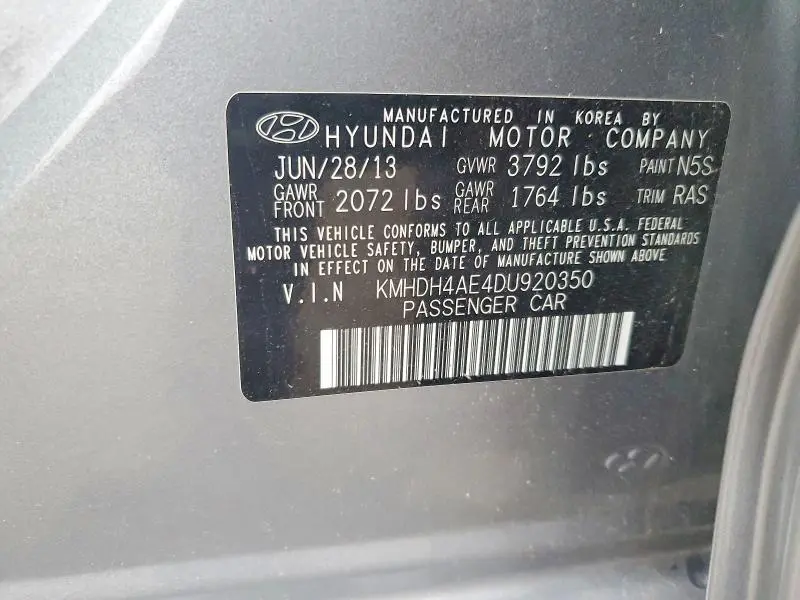2013 HYUNDAI ELANTRA LIMITED  