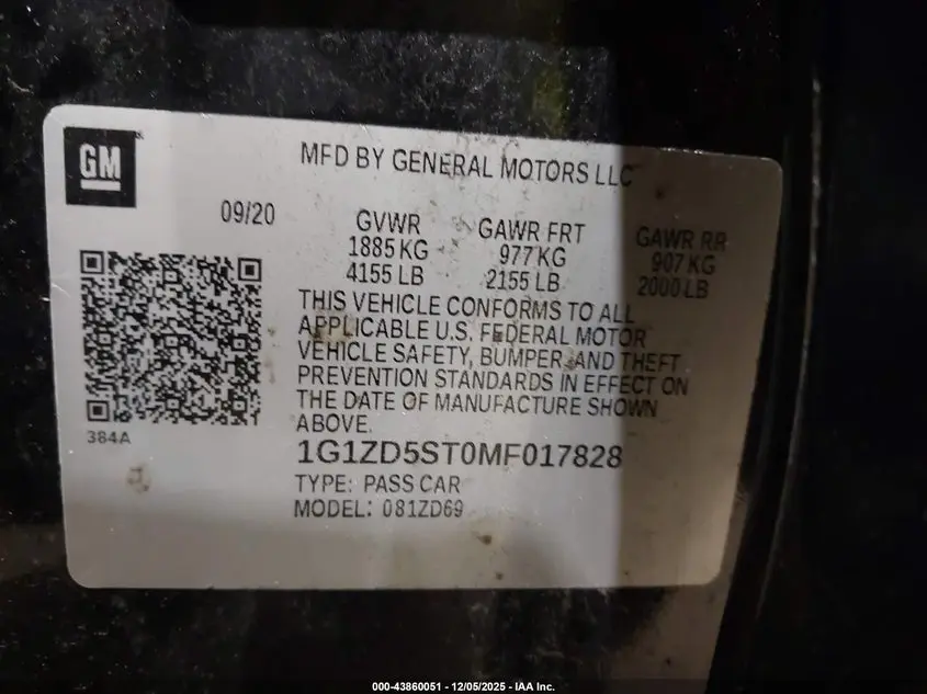 2021 CHEVROLET MALIBU FWD LT