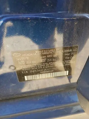 2019 HYUNDAI SONATA LIMITED  