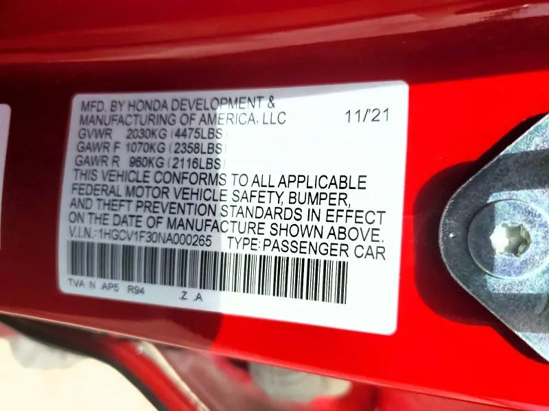 2022 HONDA ACCORD SPORT  