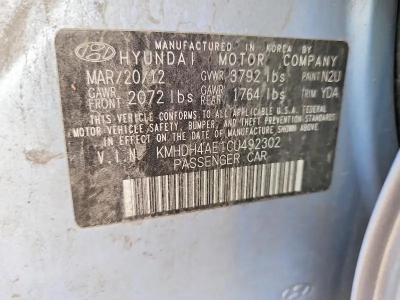 2012 HYUNDAI ELANTRA LIMITED  
