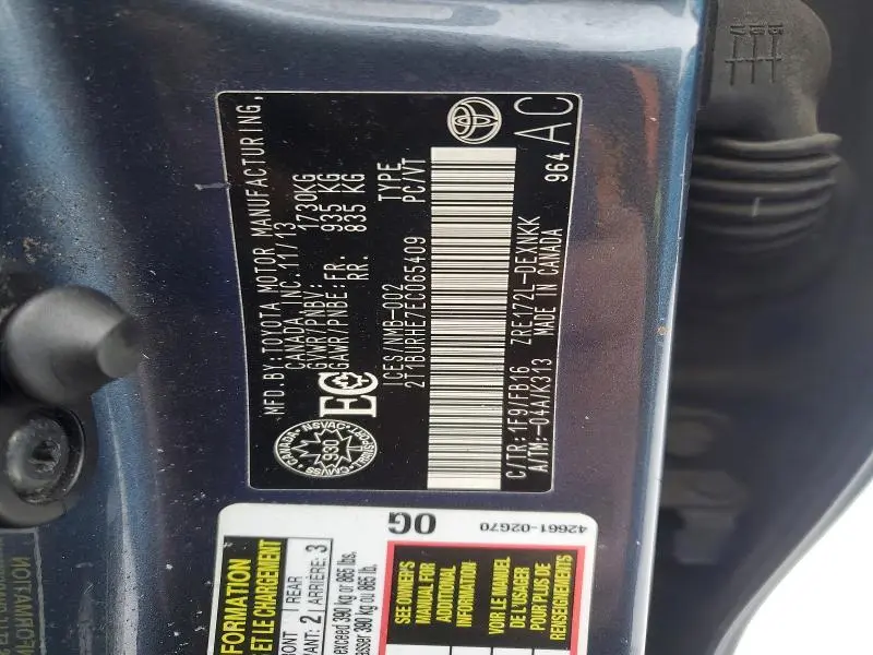 2014 TOYOTA COROLLA L  