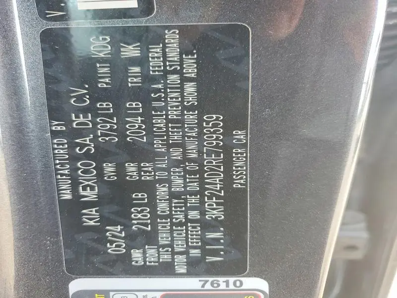 2024 KIA FORTE LXS  