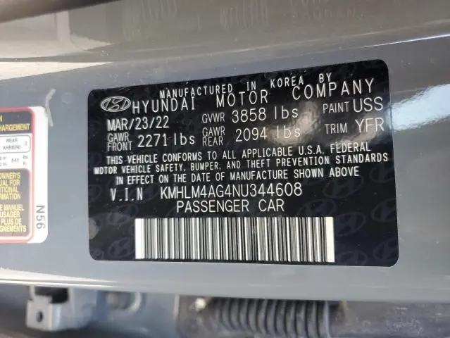 2022 HYUNDAI ELANTRA SEL  