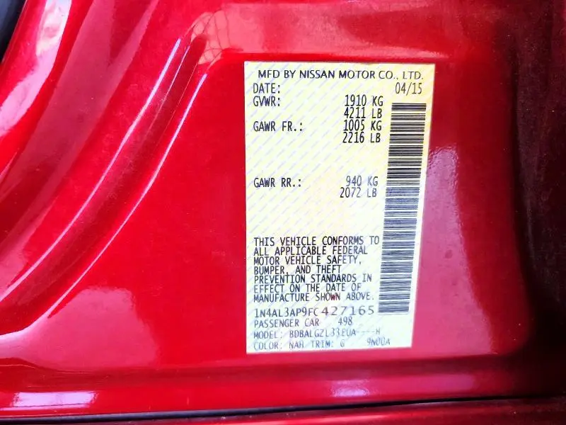 2015 NISSAN ALTIMA 2.5 S  