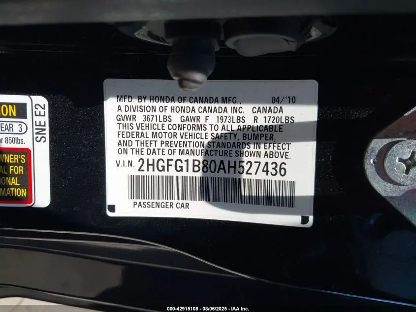 2010 HONDA CIVIC EX