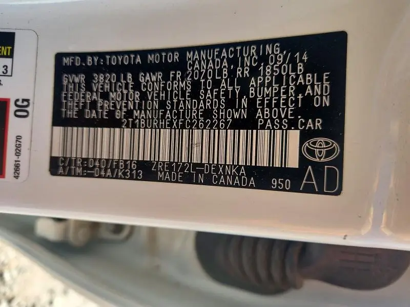 2015 TOYOTA COROLLA LE  