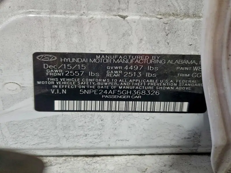 2016 HYUNDAI SONATA SE  