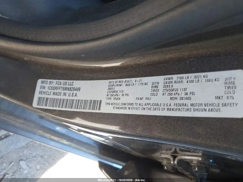 2021 RAM 1500 BIG HORN  4X4 5'7 BOX