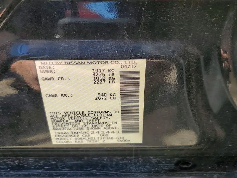 2017 NISSAN ALTIMA   