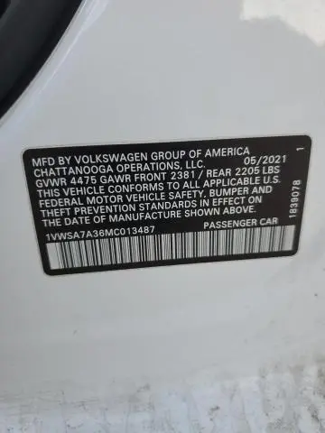 2021 VOLKSWAGEN PASSAT SE  